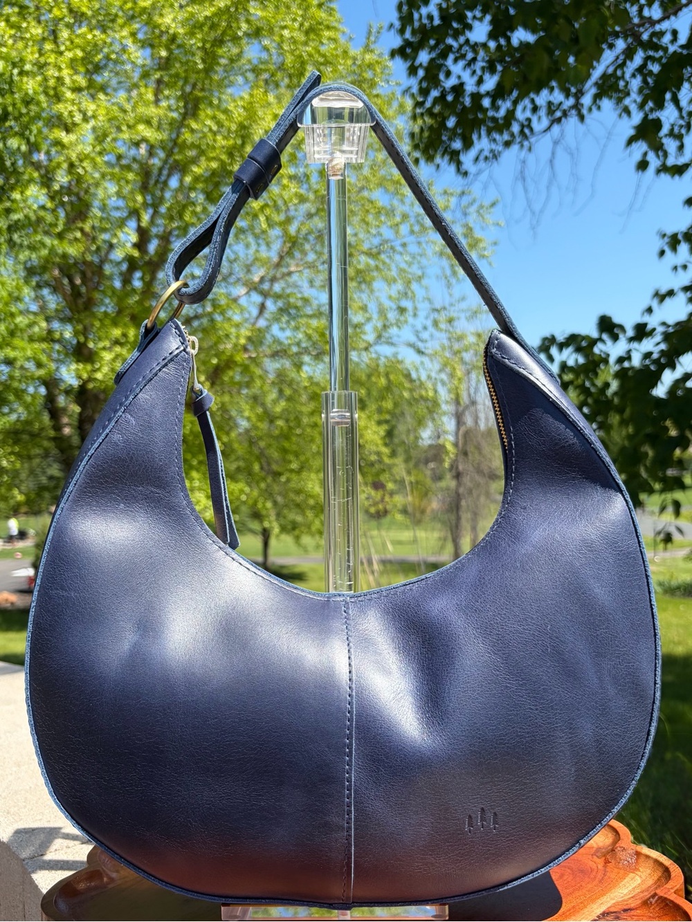Portland Leather Nora Large Shoulder Bag Cowboy Blue Leather